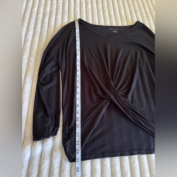 American Eagle Outfitters Black Twist-Front V-Neck Top - Picture 7 of 8